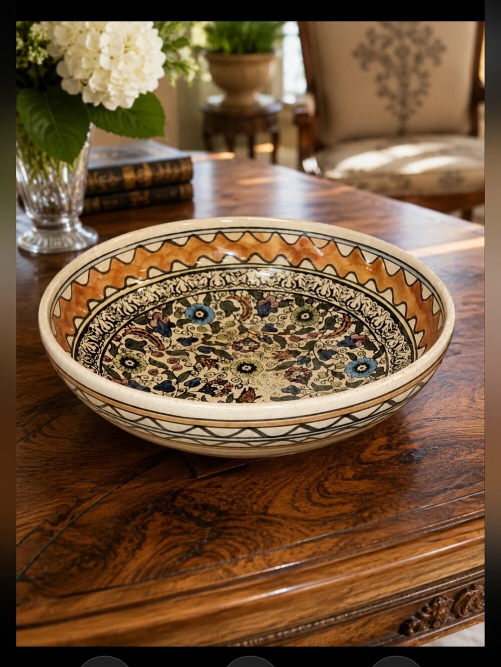 Neiman Marcus Antique Morrocan/ Persian bowl hand painted rare pottery 1907 Mint